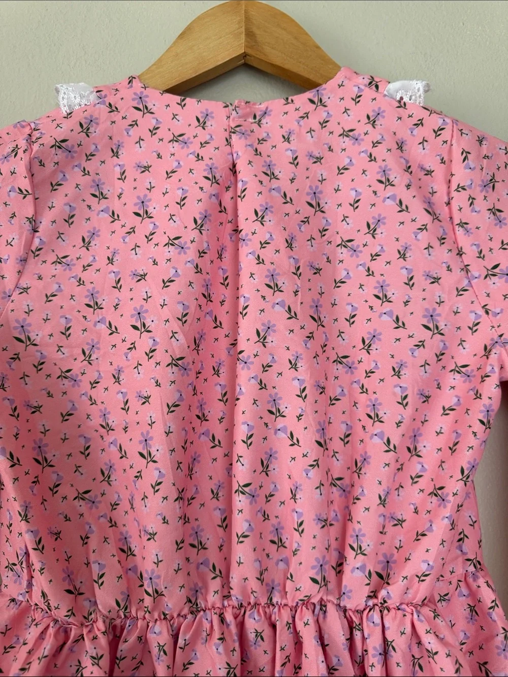 Girls Pink Floral costume with Lace Trim youth large